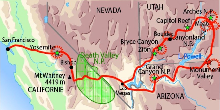 sierra nevada carte états unis